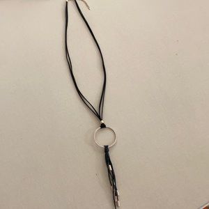 Black necklace with gold piece/diamonds